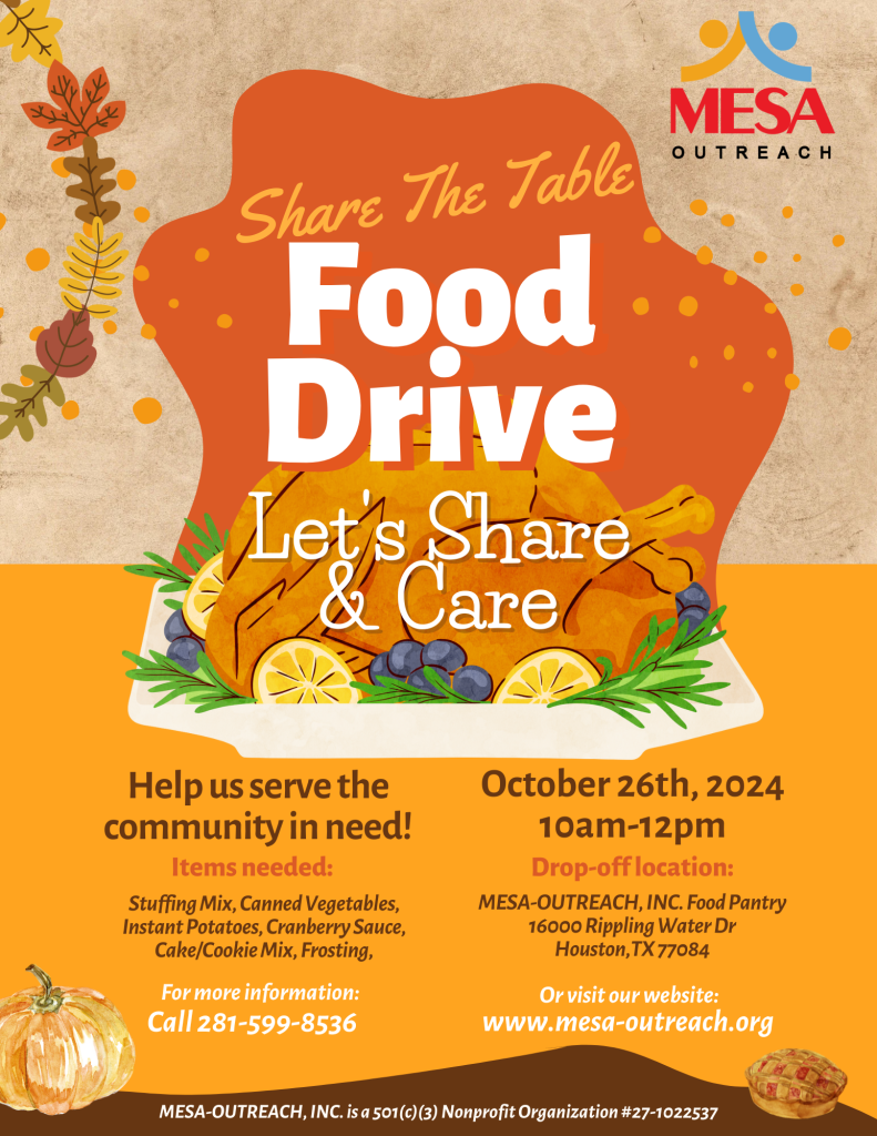 Share the Table Food Drive @ MESA Food Pantry