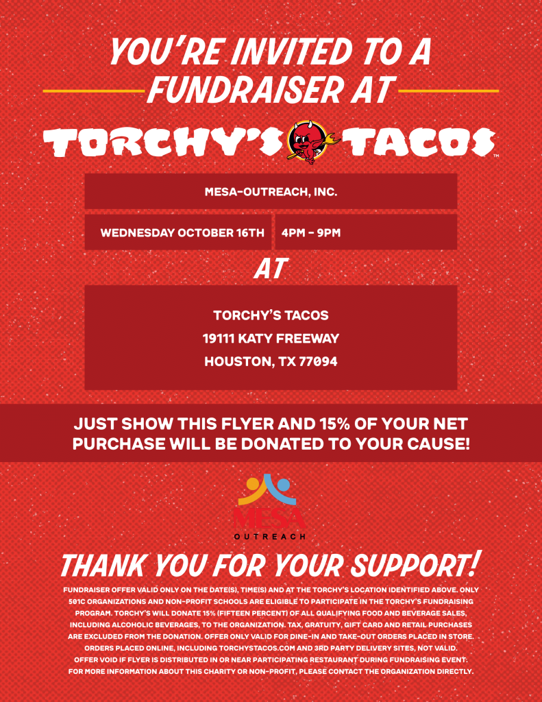 Torchy's Spirit Night for MESA-OUTREACH, INC. @ Torchy's Tacos