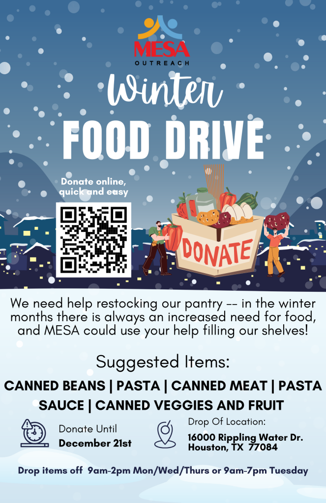 Winter Food Drive @ MESA Outreach Food Pantry