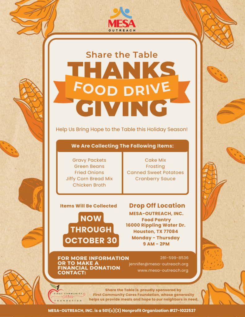 Share the Table Food Drive @ MESA Food Pantry